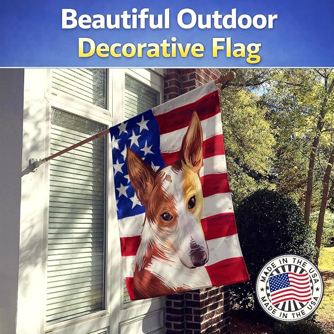Caroline's Treasures CK6610CHF Majorca Ratter American Flag House Flag Large Porch Sleeve Pole Decorative Outside Yard Banner Artwork Wall Hanging, Polyester, House Size, Multicolor