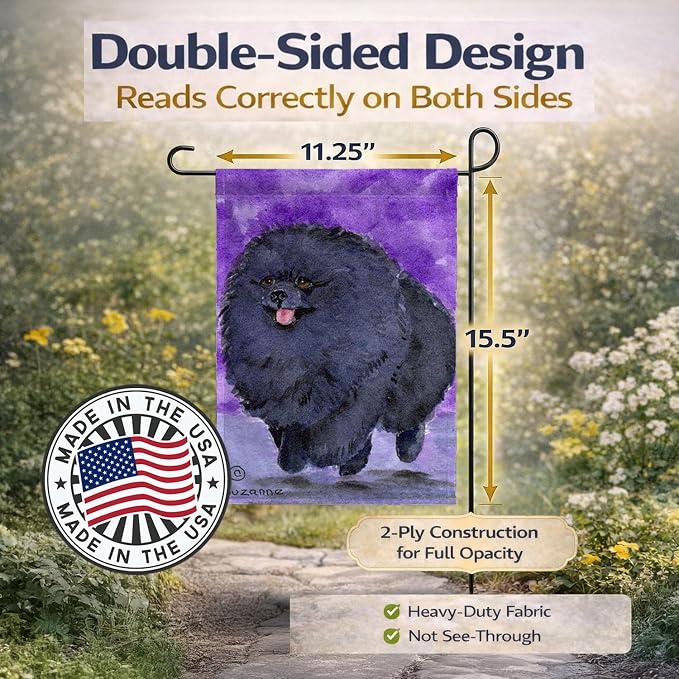 Caroline's Treasures SS8686GF Pomeranian Garden Flag Mailbox Flag Decorative Yard Flag Banner Outside Patio Artwork Yard Flower Beds, Garden Size, Multicolor