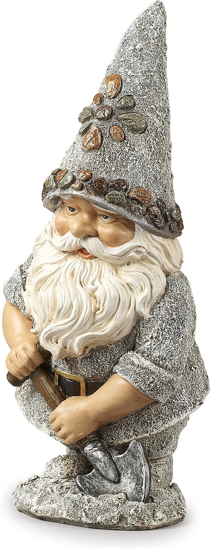 Roman Garden - Pebble Gnome with Shovel Statue, 13.25" H, Pudgy Pals Collection, Resin and Dolomite, Decorative, Garden Gift, Home Outdoor Decor, Durable, Long Lasting