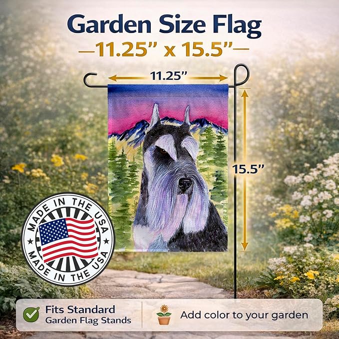 Caroline's Treasures SS8340GF Schnauzer Garden Flag Mailbox Flag Decorative Yard Flag Banner Outside Patio Artwork Yard Flower Beds, Garden Size, Multicolor
