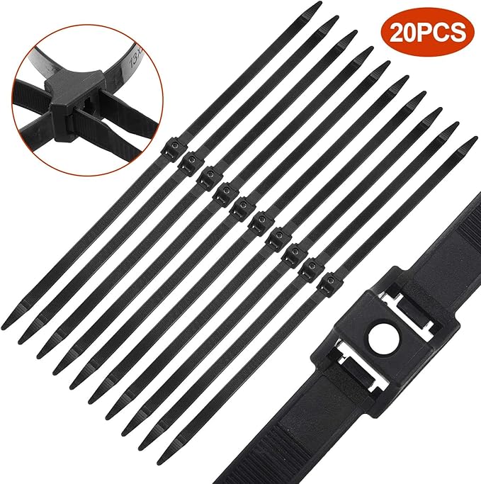 Boao 50 Pcs Zip Ties Cable Disposable Heavy Duty Tie Double Police Cuffs Flex Plastic Nylon Tie Restraints (Black,0.5 x 10 Inch)