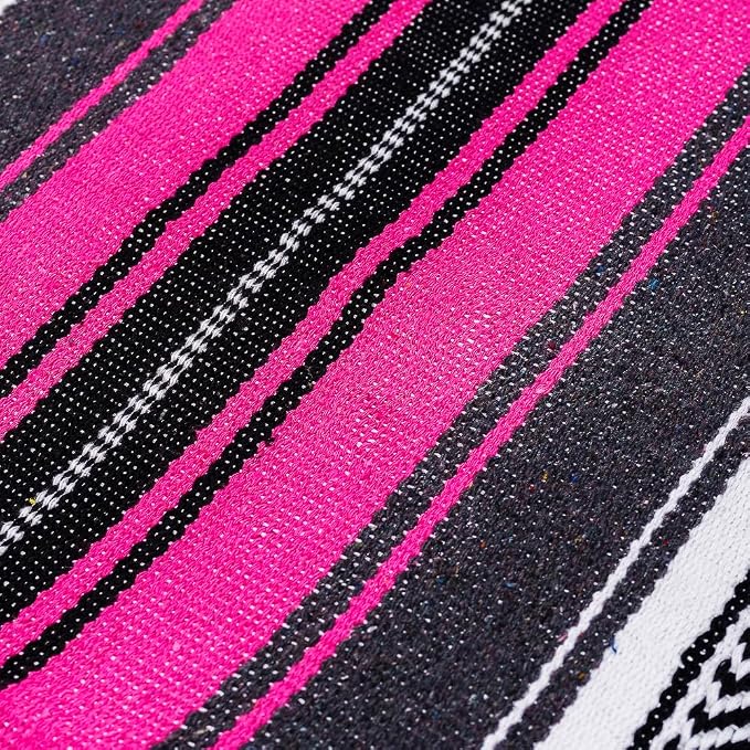 Airooglee 69" L x 51" W Large Mexican Blanket - Perfect as Yoga Blanket, Outdoor Blanket, Beach Blanket, Serape Blanket, Picnic Blanket, Camping Blanket, Woven Blanket, Boho Home Décor - Rose