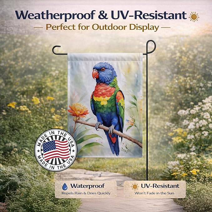 Caroline's Treasures Rainbow Lorikeet Garden Flag Mailbox Flag Decorative Yard Flag Banner Outside Patio Artwork Yard Flower Beds, Garden Size, Multicolor
