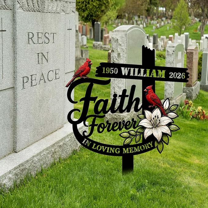 Personalized Cardinal Memorial Garden Plaque God Bless Sign Decor | custom name cardinal memorial yard sign with stakes garden plaque sympathy gift for mom outdoor decor for loss of loved one