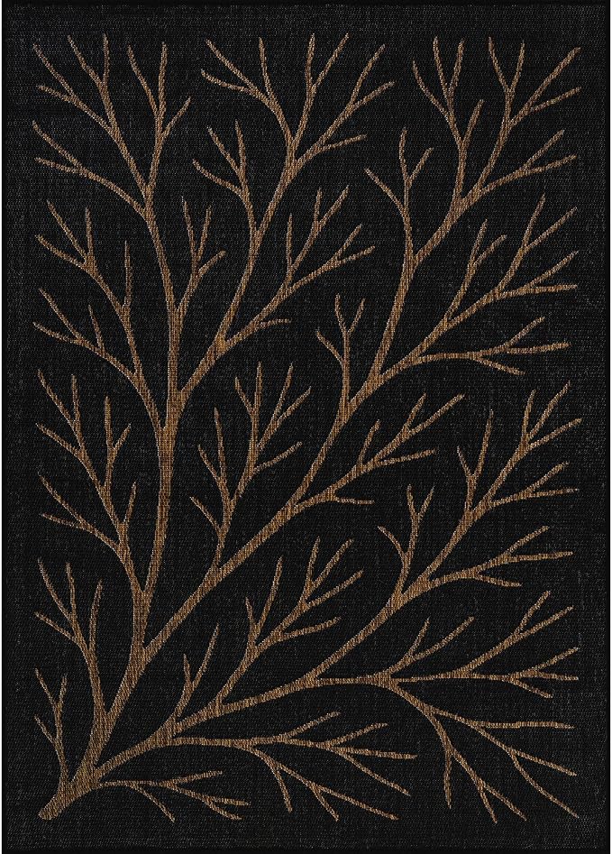 Washable Indoor Outdoor Rug 9x12 Modern Area Rugs Branch Pattern Non Shedding Waterproof Easy Clean Patio Deck Porch Living Room Bedroom Garden RV (9 X 12 Gold)