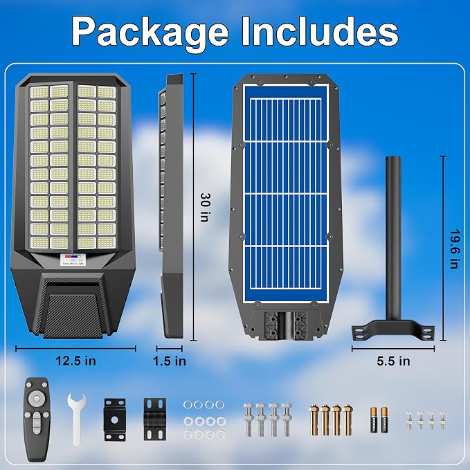 loyoele Utral-Large Solar Street Light, Flood Lights Outdoor, Waterproof Motion Sensor LED Lights, Dusk to Dawn with Remote, Solar-Powered Parking Lot Light, Commercial Area Lighting