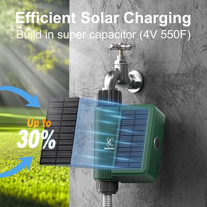 Water Timer for Outdoor Garden Hose, Sprinkler Timer for Garden Faucet with Auto/Manual/Rain Delay Mode, Sprinkler Irrigation Controller for Yard Lawn (1 Zone-Solar)