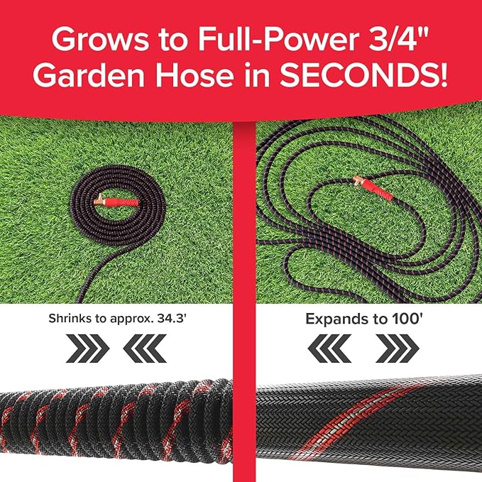 Pocket Hose Ballistic 100 FT Expandable Garden Hose w/Pocket Pivot Swivel Connector, Anti-Burst Sleeve Reinforced with Bulletproof Fiber, Lightweight, No-Kink, Compact, UV-Protected, AS SEEN ON TV