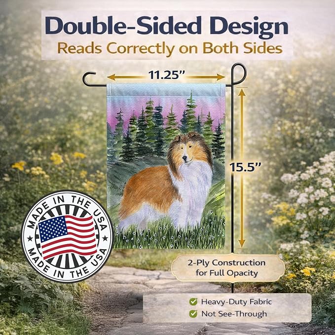 Caroline's Treasures SS8321GF Sheltie Garden Flag Mailbox Flag Decorative Yard Flag Banner Outside Patio Artwork Yard Flower Beds, Garden Size, Multicolor