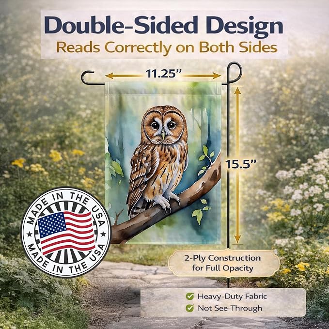 Caroline's Treasures Tawny Owl Garden Flag Mailbox Flag Decorative Yard Flag Banner Outside Patio Artwork Yard Flower Beds, Garden Size, Multicolor