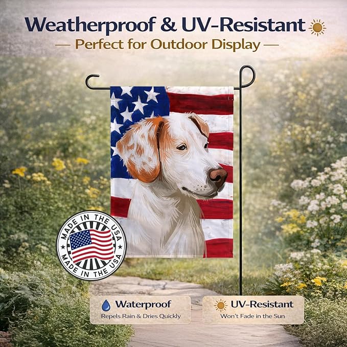 Caroline's Treasures CK6575GF Istrian Shorthaired Hound American Flag Garden Flag Mailbox Flag Decorative Yard Flag Banner Outside Patio Artwork Yard Flower Beds, Garden Size, Multicolor