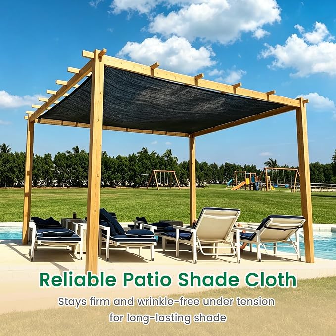 90% 10 X 20 FT Black Shade Cloth, Outdoor Woven Sun Shade with Grommets, Durable Sun Shade Netting Shading Antifreezing for Patio, Garden, Plants Cover, Greenhouse, Barns, Dog Kennel