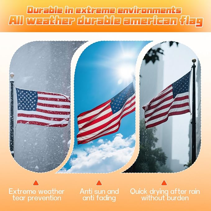 American Flag 2.5x4 Ft for Outside Heavy Duty,Non Fading All Weather USA Flag for High Wind US Outdoor Flag, Stars and Stripes Fade Resistant and Waterproof US Flag with Embroidered Stars, 4-Row Reinforced Stitching,Sewn Stripes,Brass Grommets