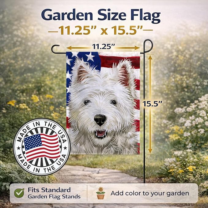 Caroline's Treasures CK6471GF Cairn Terrier Dog American Flag Garden Flag Mailbox Flag Decorative Yard Flag Banner Outside Patio Artwork Yard Flower Beds, Garden Size, Multicolor