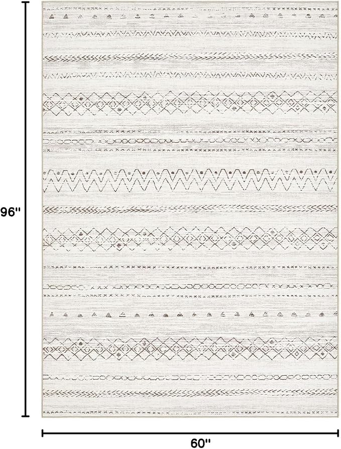 cotiled Boho 5x8 Area Rugs for Living Room: Soft Moroccan Washable Rug | Solve Modern Neutral Trendy Home Decor - Stain Resistan Indoor Carpet for Bedroom Dining Room Brown