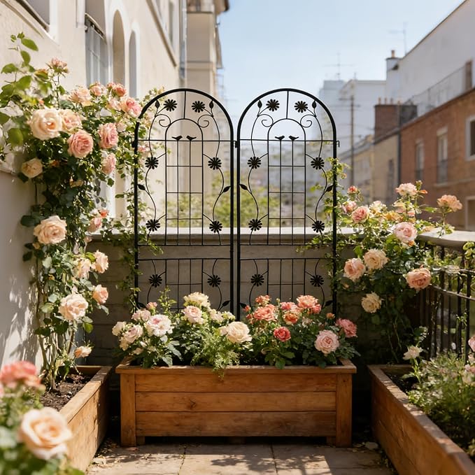 4/2 Pack White Metal Garden Trellis, 86.7" x 19.7" 71" x 19.7" Rustproof Plant Support Frame, Decorative Climbing Vine Trellis for Flower Vegetable Patio Garden Decor (Black, 71" x 19.7", 2 Pack)
