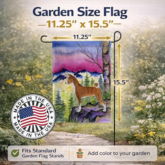 Caroline's Treasures SS8371GF Basenji Garden Flag Mailbox Flag Decorative Yard Flag Banner Outside Patio Artwork Yard Flower Beds, Garden Size, Multicolor