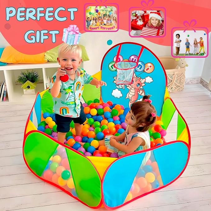 Ball Pit for Toddlers | Kids Ball Pit | Ball Pool for Babies | Piscina de Pelotas para Bebes | Playpen with Basketball Hoop and Zipper Storage Bag, 4 Ft/120CM C : Balls NOT Included