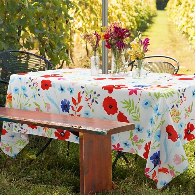 Outdoor Tablecloth with Umbrella Hole Umbrella Tablecloth Patio Tablecloths with Zipper for Courtyards, Terraces, and Beaches 60 x 120 in