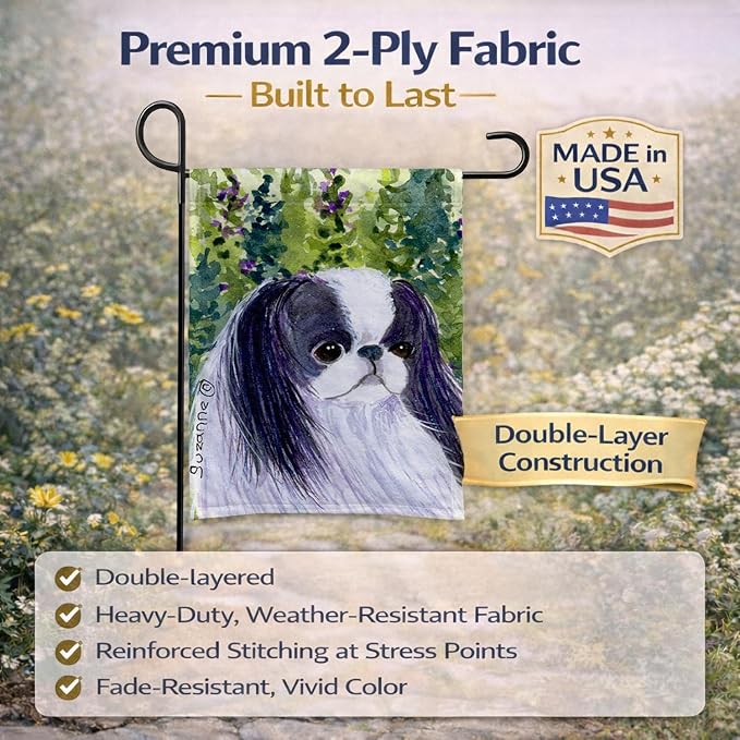 Caroline's Treasures SS8730GF Japanese Chin Garden Flag Mailbox Flag Decorative Yard Flag Banner Outside Patio Artwork Yard Flower Beds, Garden Size, Multicolor