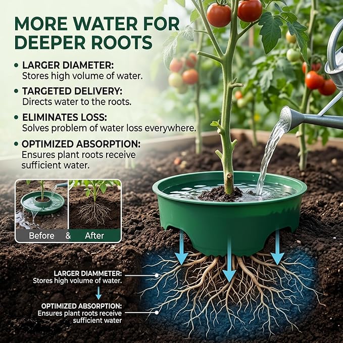 25 Inch Diameter Plant Support Ring, 6 Pack Plant Rings for Outdoor Gardens for Water Retention, Root Protection