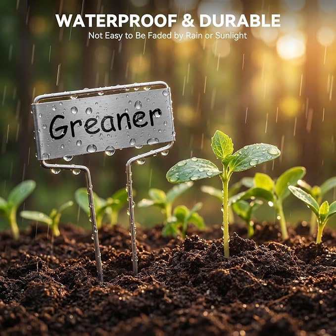 Greaner 30PCS Zinc Plant Tags Kit, 4 Inch Metal Rectangle Garden Markers, Reusable Plant Identification Stakes for Greenhouse Flower Vegetable Herbs(4 Inch High)