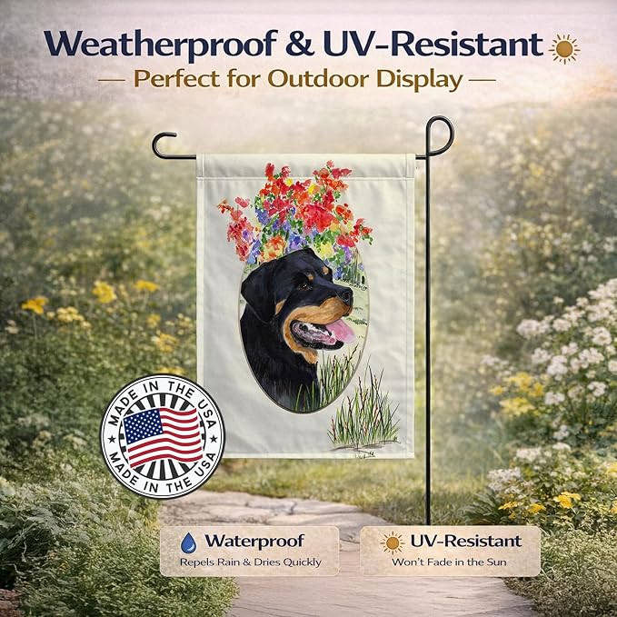 Caroline's Treasures SS8055GF Rottweiler Garden Flag Mailbox Flag Decorative Yard Flag Banner Outside Patio Artwork Yard Flower Beds, Garden Size, Multicolor