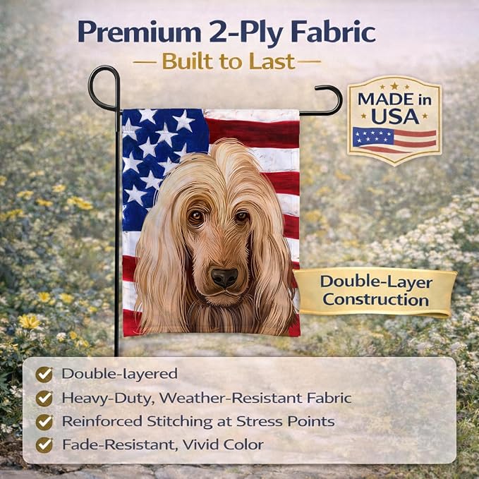 Caroline's Treasures CK6511GF English Cocker Spaniel American Flag Garden Flag Mailbox Flag Decorative Yard Flag Banner Outside Patio Artwork Yard Flower Beds, Garden Size, Multicolor