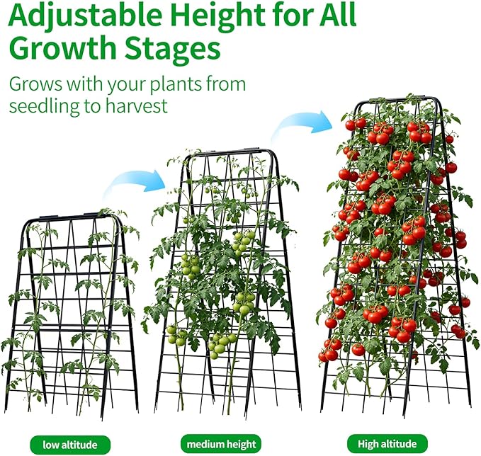 Heavy Duty Trellis for Climbing Plants, 59"x19.68" Adjustable Height Steel Cucumber Trellis, Powder Coated Metal Garden Trellis for Raised Beds,Tomatoes, Cucumbers & Outdoor Vines