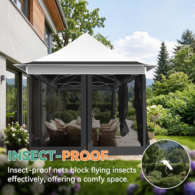 COBIZI 12x20 Pop up Canopy Tent - Gazebo, Party Tents for Parties, Carpas para Fiestas, Large Outdoor Popup Patio Screened Gazebos, Shelter Tents with Net for Backyard, Commercial,Light Grey