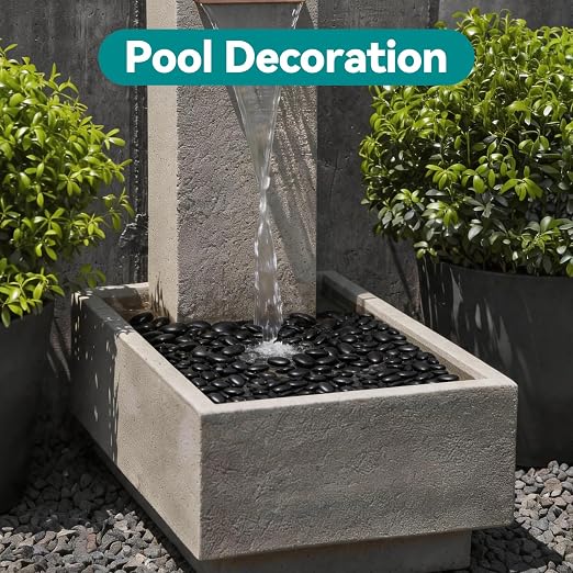 15 lbs Black Rocks for Planters, 1"-2" Decorative Rocks for Potted Plants, Polished Garden Stones for Outdoor Landscaping, Walkways, Yard, River Rocks for Flower Pots, Vase