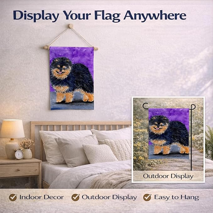 Caroline's Treasures SS8687GF Pomeranian Garden Flag Mailbox Flag Decorative Yard Flag Banner Outside Patio Artwork Yard Flower Beds, Garden Size, Multicolor