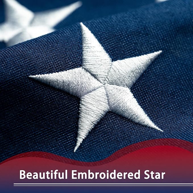 American Flag 8x12 ft Deluxe Super Tough Series, Heavy Duty Spun Polyester, 4 Brass Grommets, All Weather Extra Large US Flag USA High Wind with Embroidered Stars, Giant Big Flags Outdoor Outside