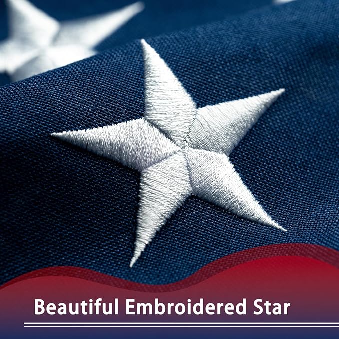 American Flag 4x6 ft - Deluxe Super Tough Series, Heavy Duty Spun Polyester, All Weather US Flag for Outside High Wind, with Embroidered Stars, Brass Grommets, Ultra Durable Outdoor USA Flag