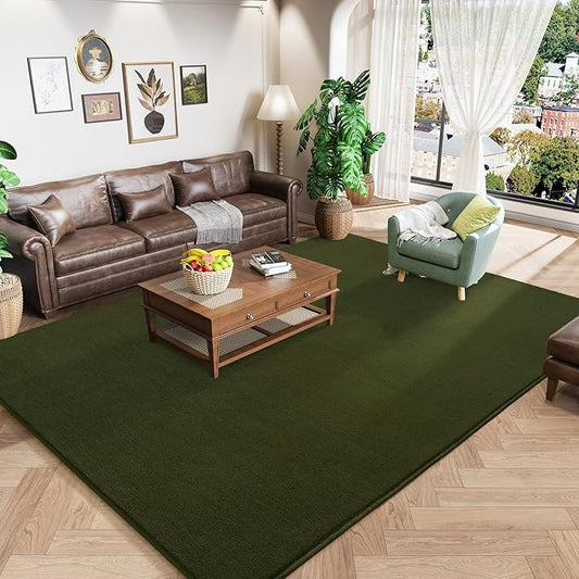 Amearea Olive Green Area Rugs for Bedroom Living Room, 6x9 Memory Foam Rug | Thickened Fluffy Indoor Washable Rugs Non Slip Minimalist Large Carpet for Boys Girls Dorm Nursery Room Decor
