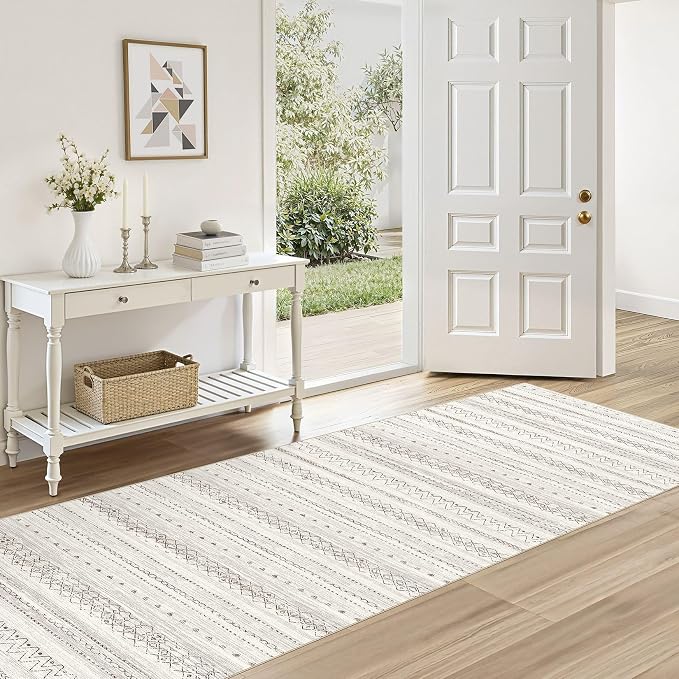 cotiled Hallway 2.6x8 Runner Rugs Washable Boho Rug Brown | Stain Resistan Indoor Carpet for Entryway Kitchen Laundry Room Bedroom