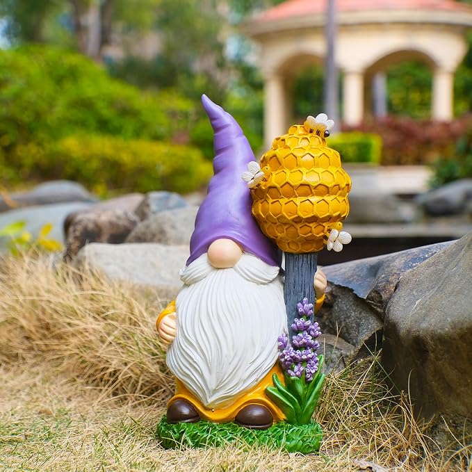 Solar Garden Outdoor Statues Gnomes Statues Yard Resin Decoration Gift Handmade Housewarming Gift for Patio Yard Lawn Waterproof Cracking