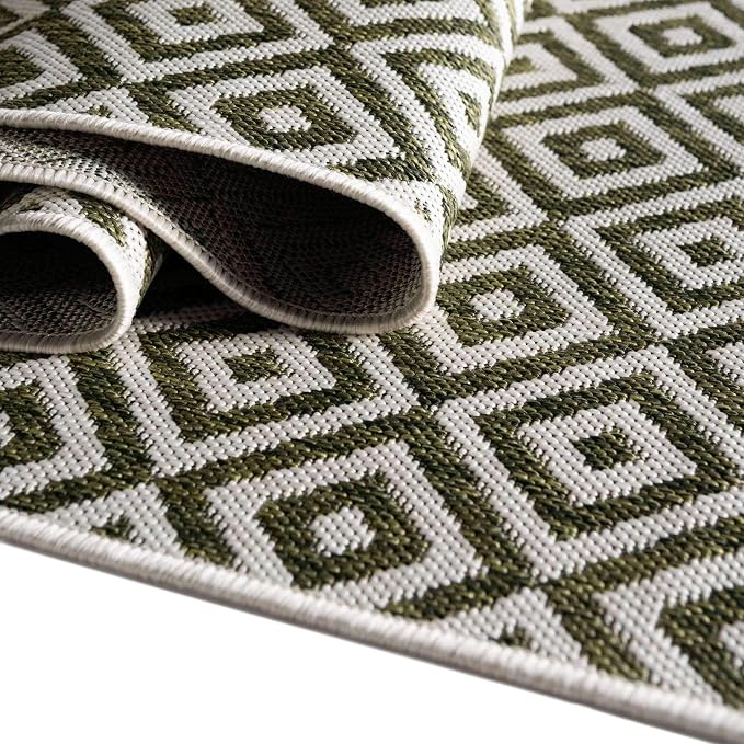 Unique Loom Outdoor Collection Area Rug - Costa Rica (3' 3" x 5' 3" Rectangle, Green/ Ivory)