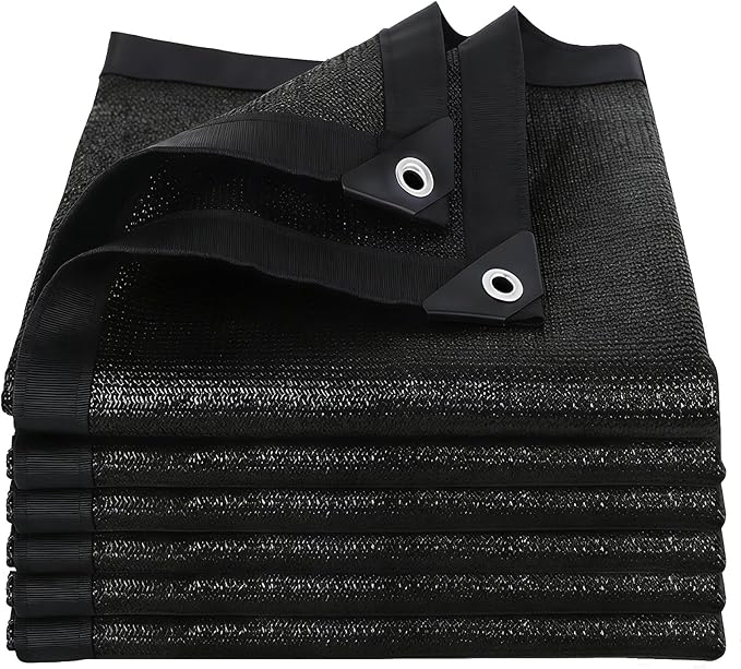 Black Shade Cloth 90% UV Resistant, 10x10 FT Heavy Duty Mesh Tarp with Reinforced Lock-Stitched Edges & Grommets for Plants, Dog Kennels, Chicken Coops, Patio Privacy and Outdoor Garden Protection