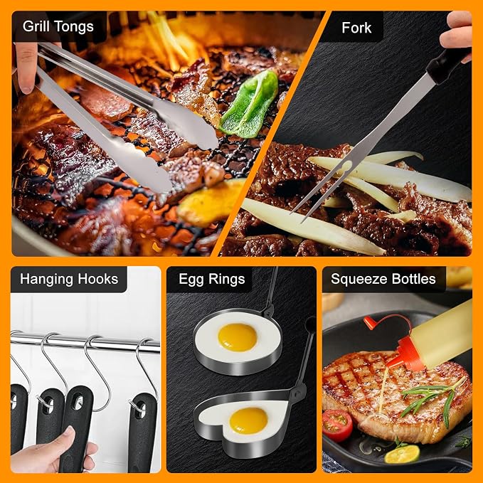 29-Piece Grill Tools Set, Heavy Duty Stainless Steel BBQ Accessories for Outdoor BBQ & Camping