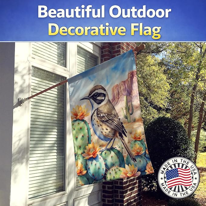 Caroline's Treasures Arizona Cactus Wren House Flag Large Porch Sleeve Pole Decorative Outside Yard Banner Artwork Wall Hanging, Polyester, House Size, Multicolor
