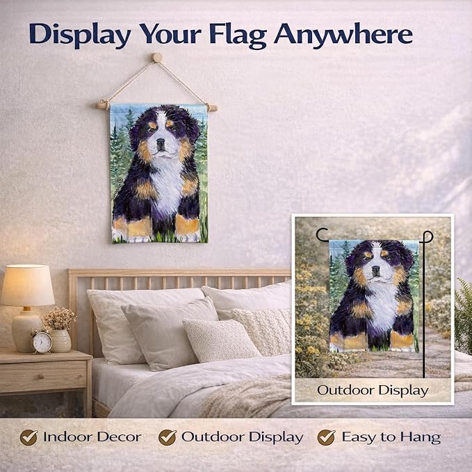 Caroline's Treasures SS8861GF Bernese Mountain Dog Garden Flag Mailbox Flag Decorative Yard Flag Banner Outside Patio Artwork Yard Flower Beds, Garden Size, Multicolor