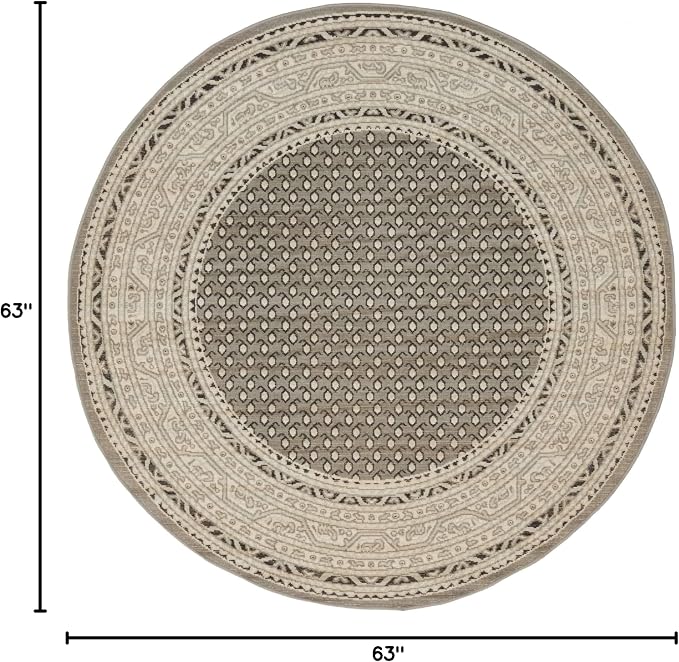 Unique Loom Williamsburg Collection Traditional Border with Dotted Center Area Rug, Round 5' 0" x 5' 0", Gray/Beige