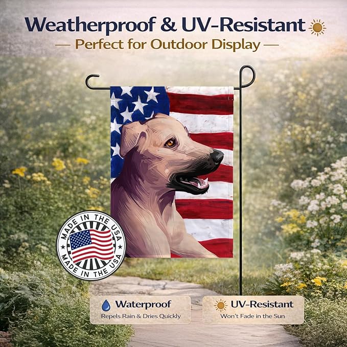 Caroline's Treasures CK6494GF Combai Dog American Flag Garden Flag Mailbox Flag Decorative Yard Flag Banner Outside Patio Artwork Yard Flower Beds, Garden Size, Multicolor