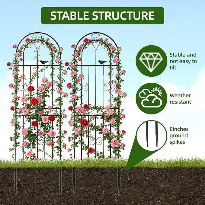 Amoskey Durable Garden Trellis for Climbing Plants - Outdoor Trellis Supports for Lush Greenery - Ideal for Vines, Flowers, and Vegetables, Easy Installation & Space-Saving Design (71"H*20"W -4 pack)