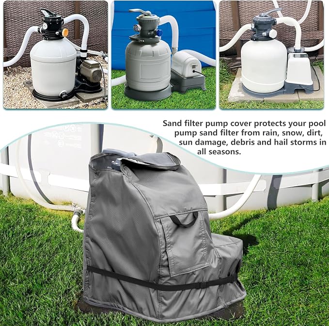 Okcool Winter Pool Sand Filter Cover, Grey | With Plush Lining Cold Resistant Winter Protective Pool Filter Cover