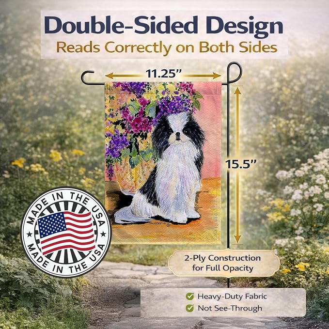 Caroline's Treasures SS8299GF Japanese Chin Garden Flag Mailbox Flag Decorative Yard Flag Banner Outside Patio Artwork Yard Flower Beds, Garden Size, Multicolor