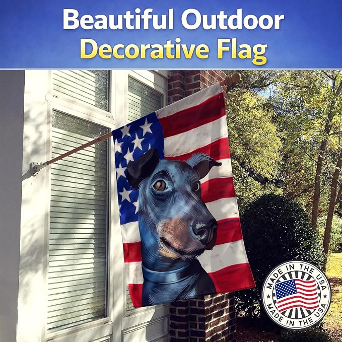 Caroline's Treasures CK6613CHF Manchester Terrier American Flag House Flag Large Porch Sleeve Pole Decorative Outside Yard Banner Artwork Wall Hanging, Polyester, House Size, Multicolor