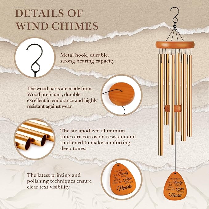 Leebbsin 50th Wedding Anniversary Wind Chime, Happy 50th Anniversary Romantic Gifts for Couple, Parents, Wife, Husband, Friends, Golden Anniversarys Keepsake Gifts Ideas | Happy 50th Anniversary Romantic Gifts for Couple, Parents, Wife, Husband, Friend...