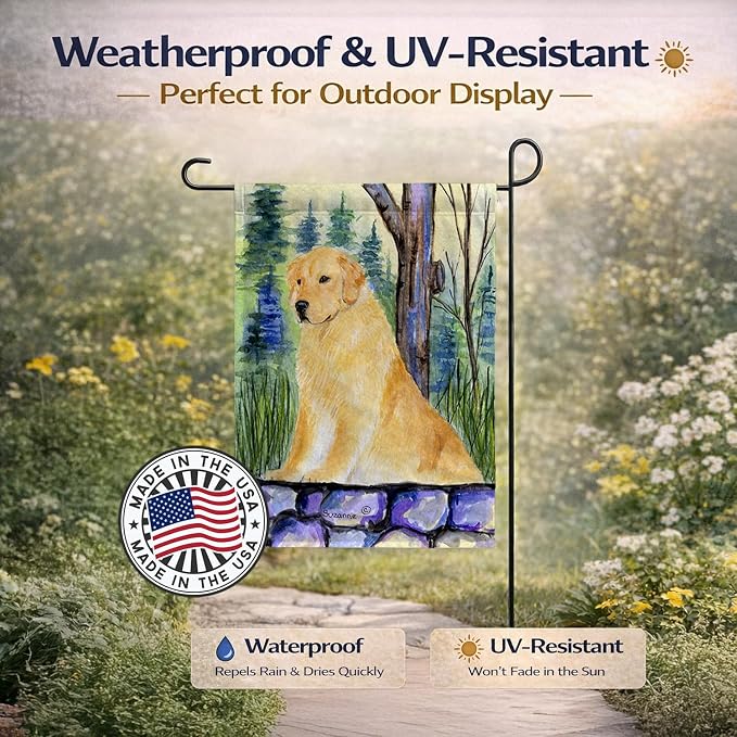 Caroline's Treasures SS8111GF Golden Retriever Garden Flag Mailbox Flag Decorative Yard Flag Banner Outside Patio Artwork Yard Flower Beds, Garden Size, Multicolor